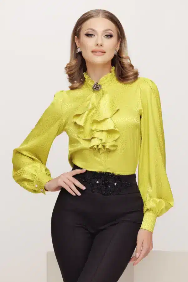 bluza eleganta lime din jakard 81947 webp