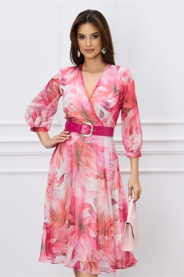 rochie ivone fucsia cu imprimeuri si curea in talie 1290761 1044503 4 jpeg