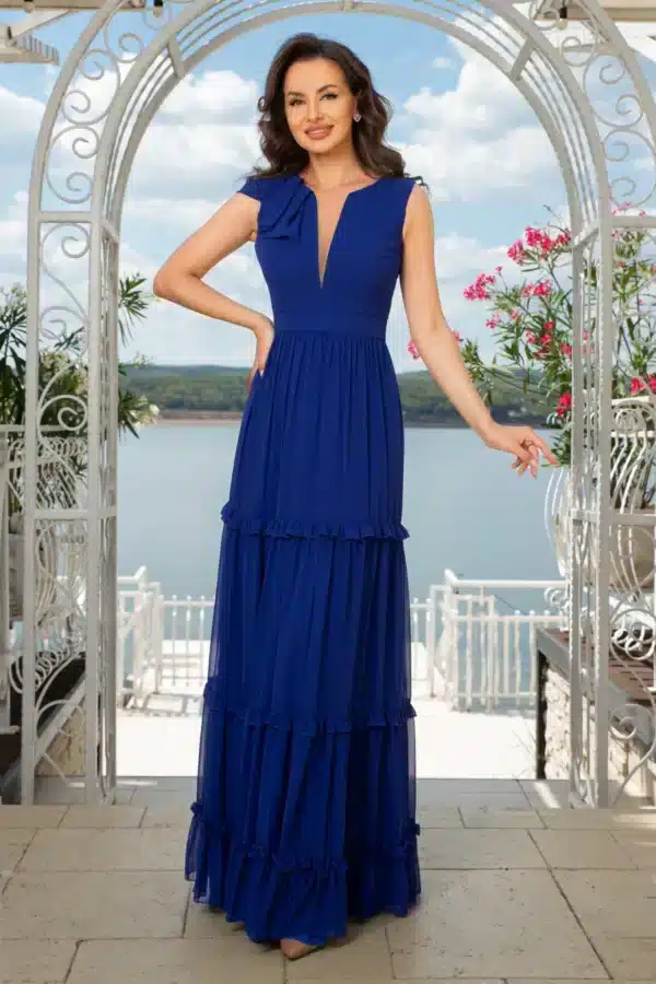 rochie de seara fofy albastra cu volane 85227 webp