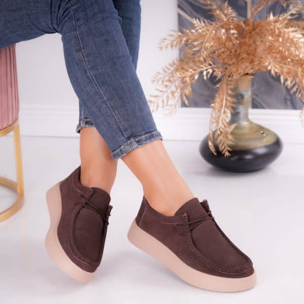 pantofi dama casual maro din piele naturala intoarsa sandy23801 jpg