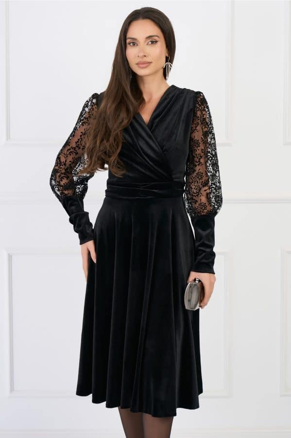 rochie moze eleganta din catifea neagra cu maneci din dantela 1339808 1085819 4 jpeg