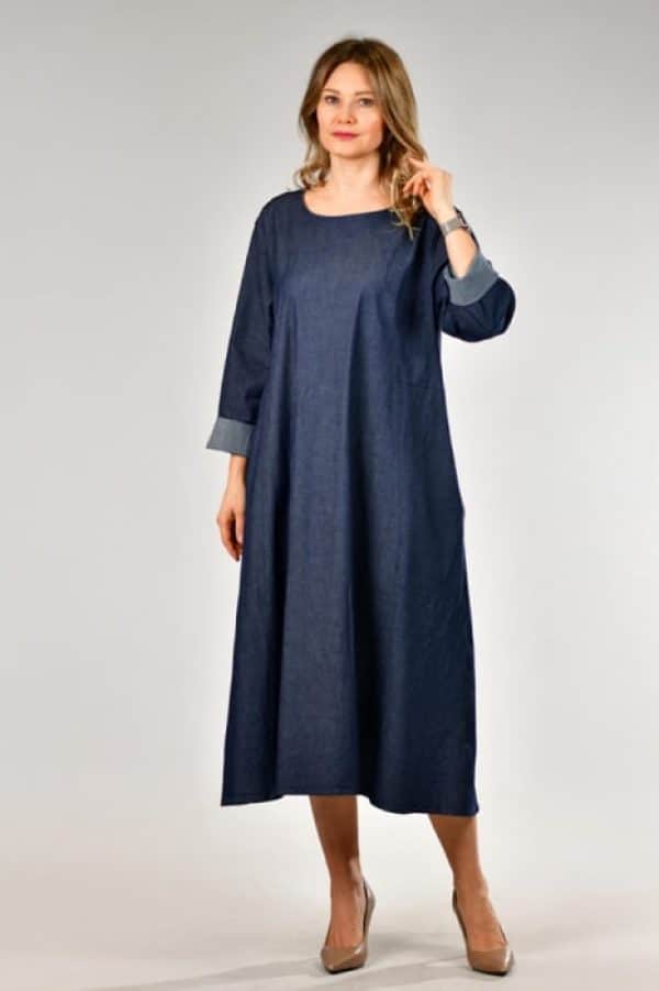 rochie lunga a line din blug denim 876388 jpg